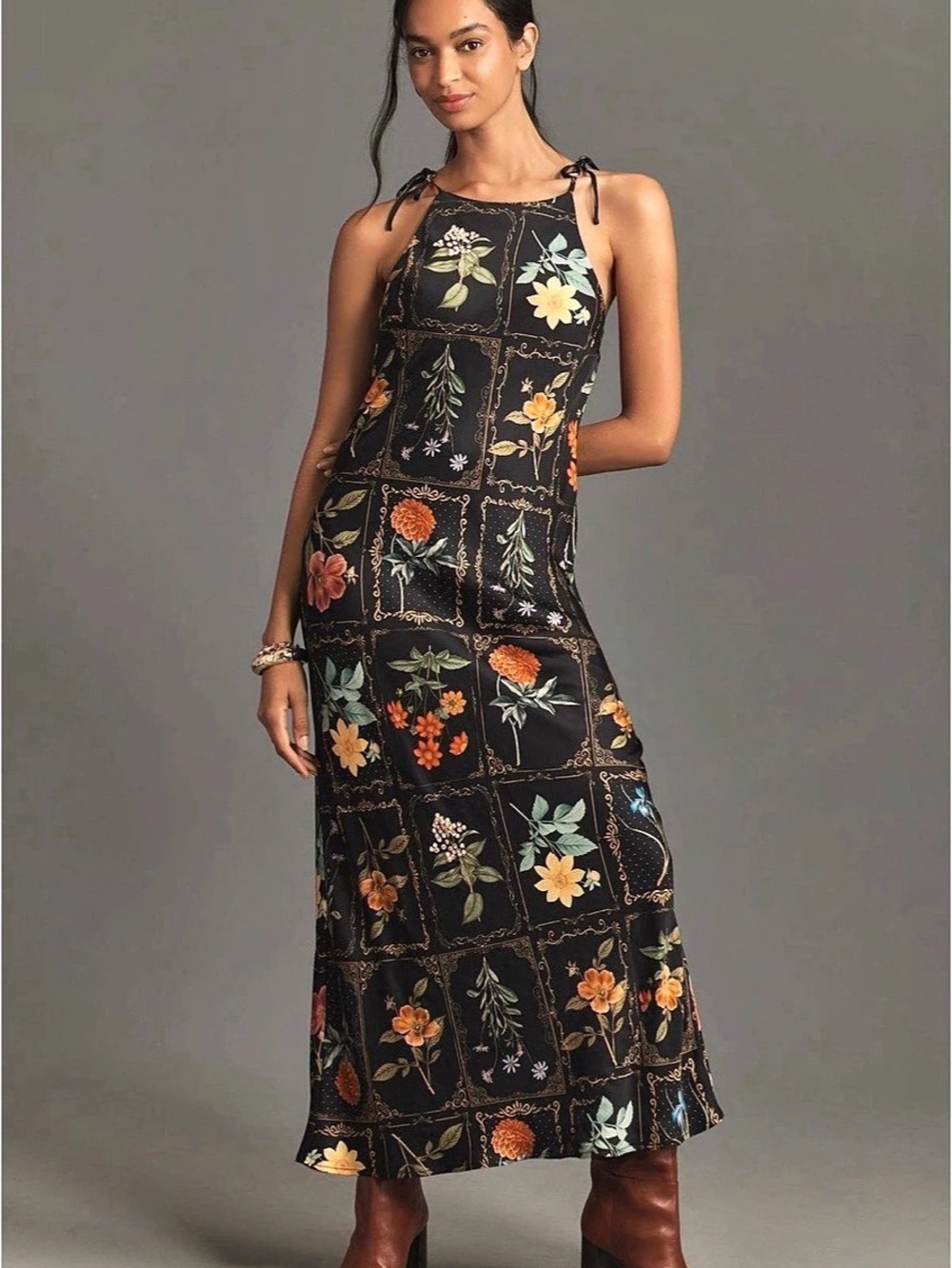 Anthropologie Tie Neck Midi Dress